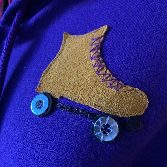 VINTAGE - Montreal Roller derby purple gold FDR team print hoodie - Mens small - Picture 5 of 8